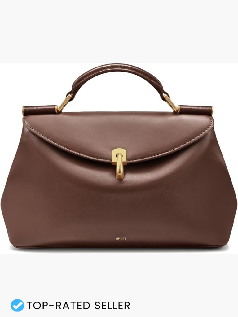 Top Handle Bag Flap Lock Crossbody Vegan Leather Gold Hardware Mini